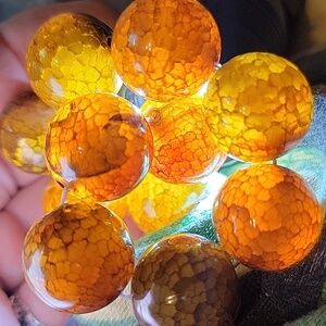 Huge 20mm Yellow Dragon Vein Agate Gemstone Stretch Bracelet 7.5" Natural